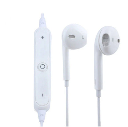 S6 Wireless Bluetooth Headset Sports Mini Stereo In-Ear Earphones in white and black