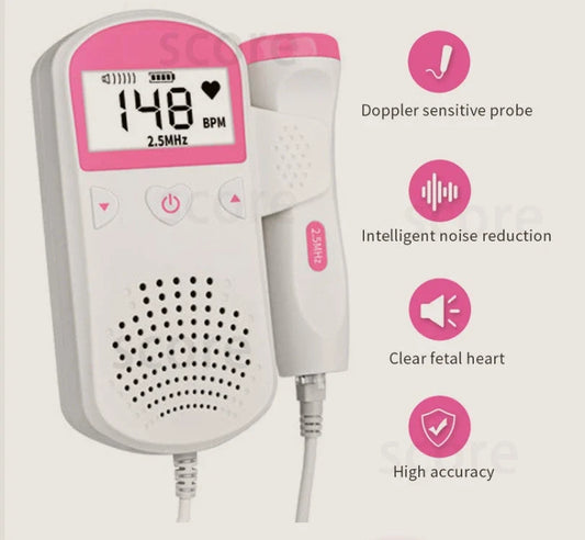 Wireless Fetal Doppler Heart Rate Monitor for Tracking Baby's Heartbeat During Pregnancy