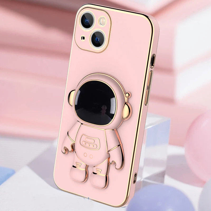 3D Astronaut Phone Case with Anti-Drop Electroplating Bracket for iPhone