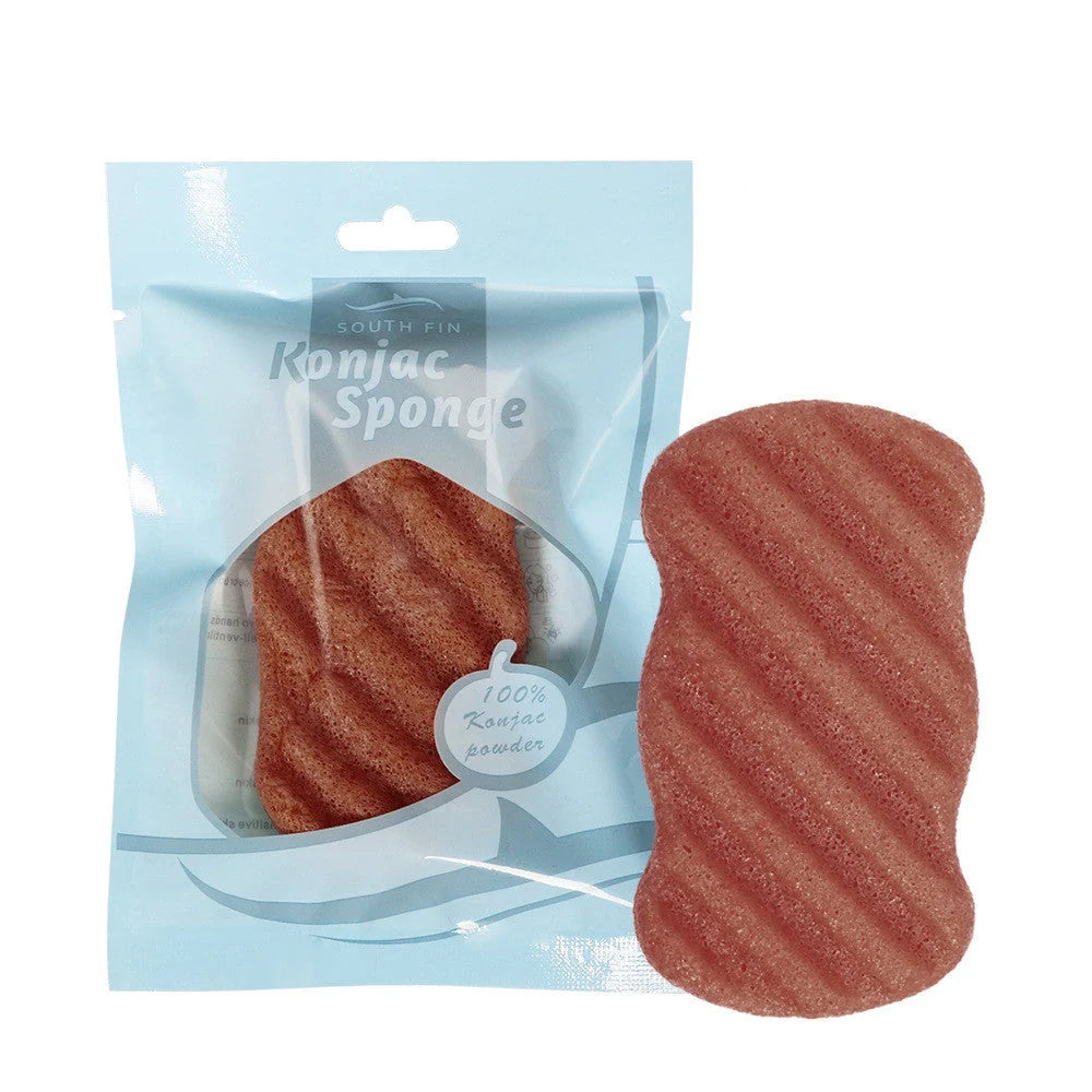 Natural konjac shower gel sponge for sensitive skin, available in multiple colours