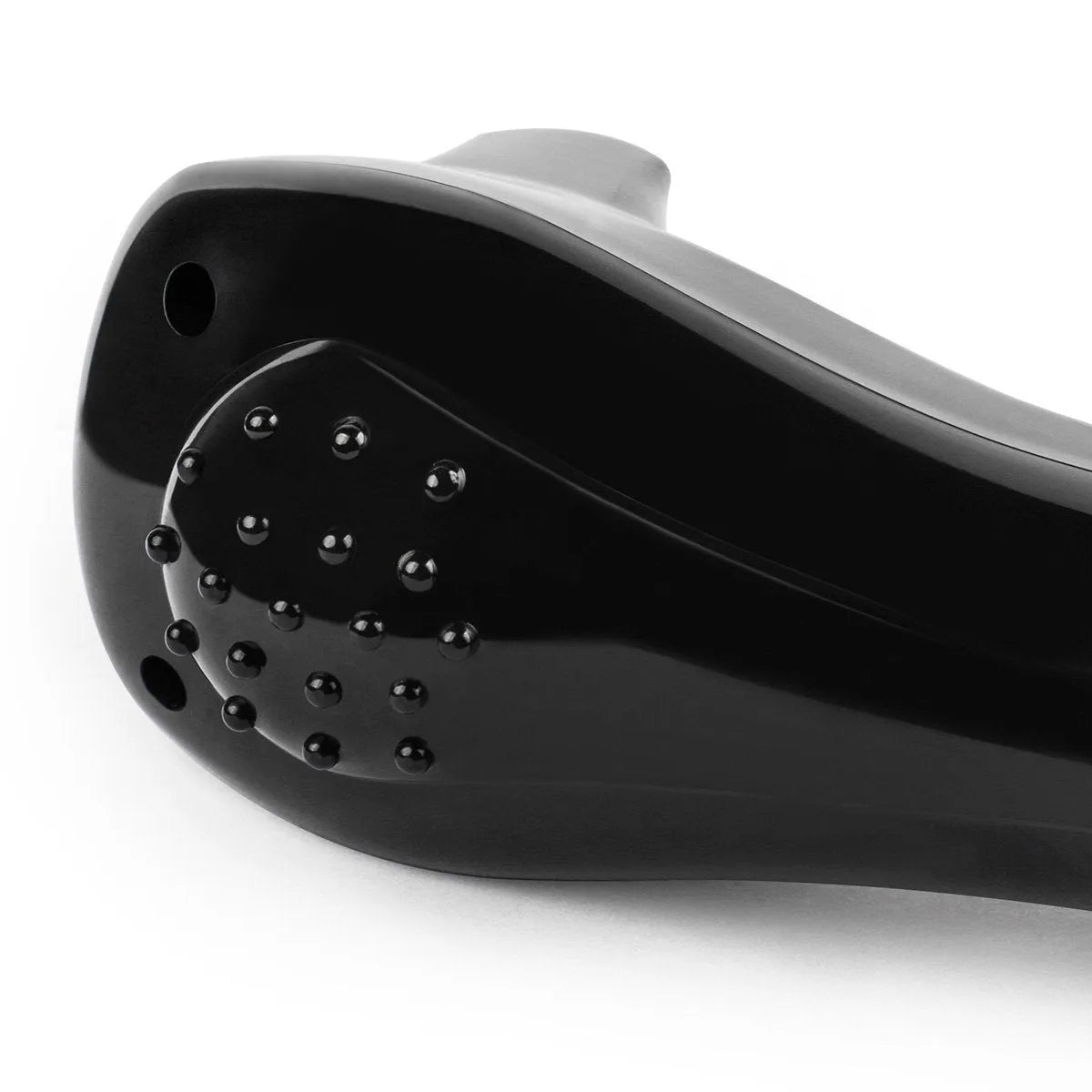 Black folding electric body shaver for men on a white background.