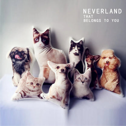 Custom pet photo pillow with your pet's image, available in various sizes and printing options.