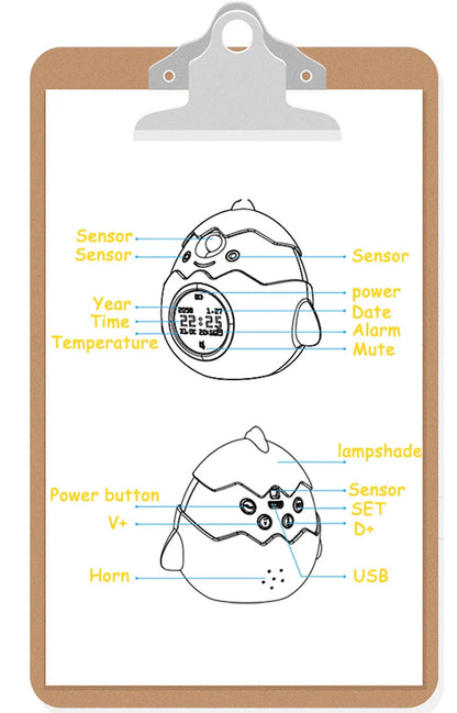 Smart alarm clock with infrared sensing and anti-myopia features in blue and pink