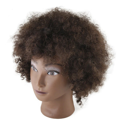 Black human hair wig with natural hairline and short fluffy hairstyle