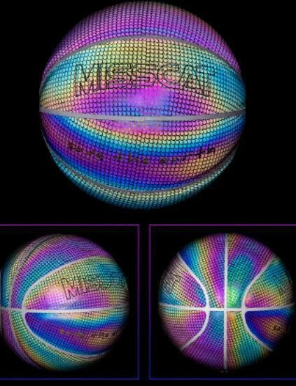 Glowing luminous fluorescent basketball with unique reflective effects for night games