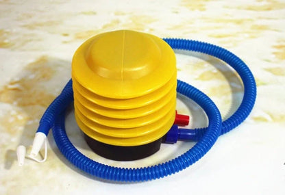 Inflatable water lounge chair in blue, floating in pool with hammock design visible