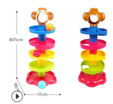 Puzzle rolling ball baby toy 17x18x40.5cm in as-shown colour with music and stacking function