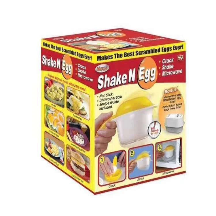 Microwave Egg Boiler in white and yellow, compact size for quick egg cooking
