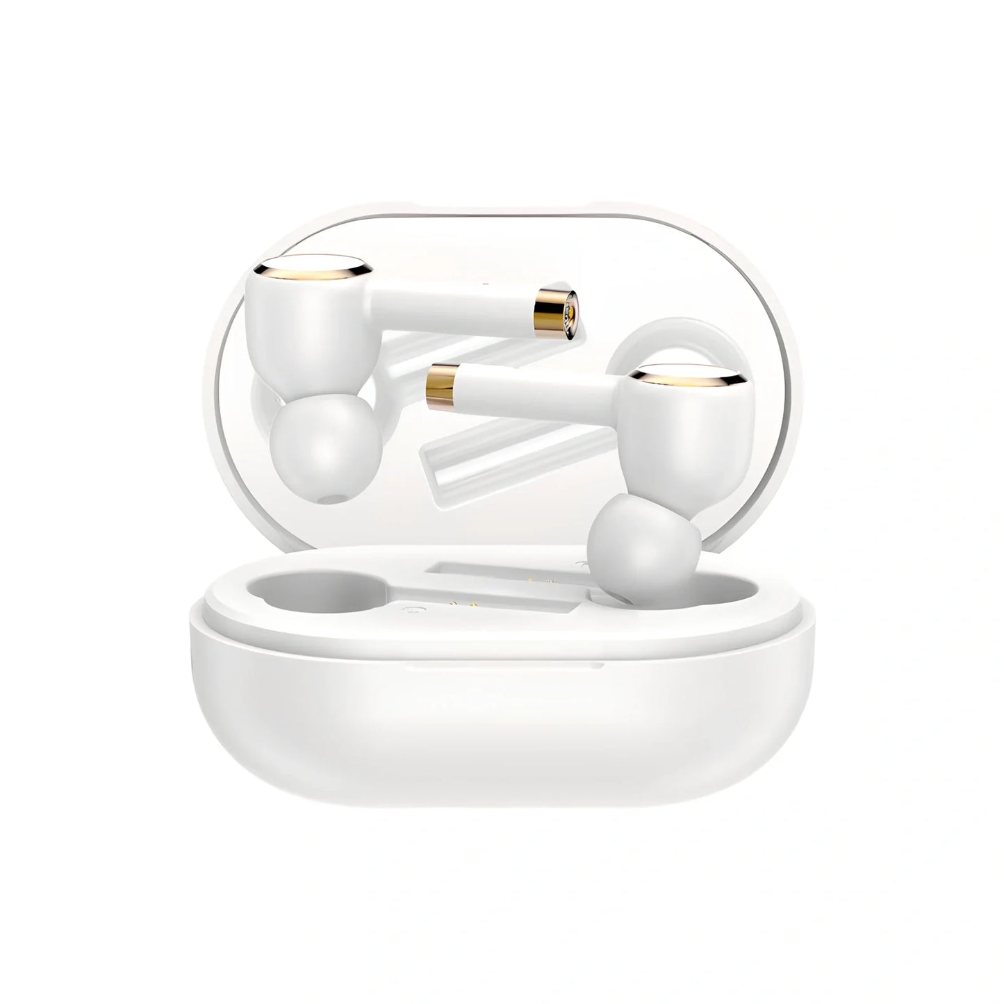 Smart noise cancelling wireless headphones in black with charging case and silicone ear tips