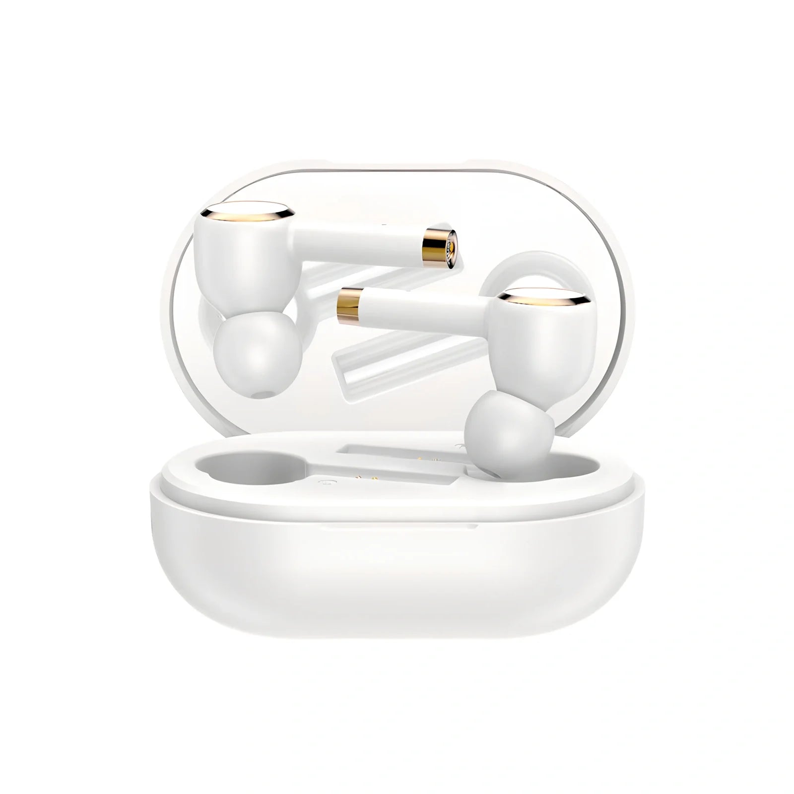 Smart noise cancelling wireless headphones in black with charging case and silicone ear tips