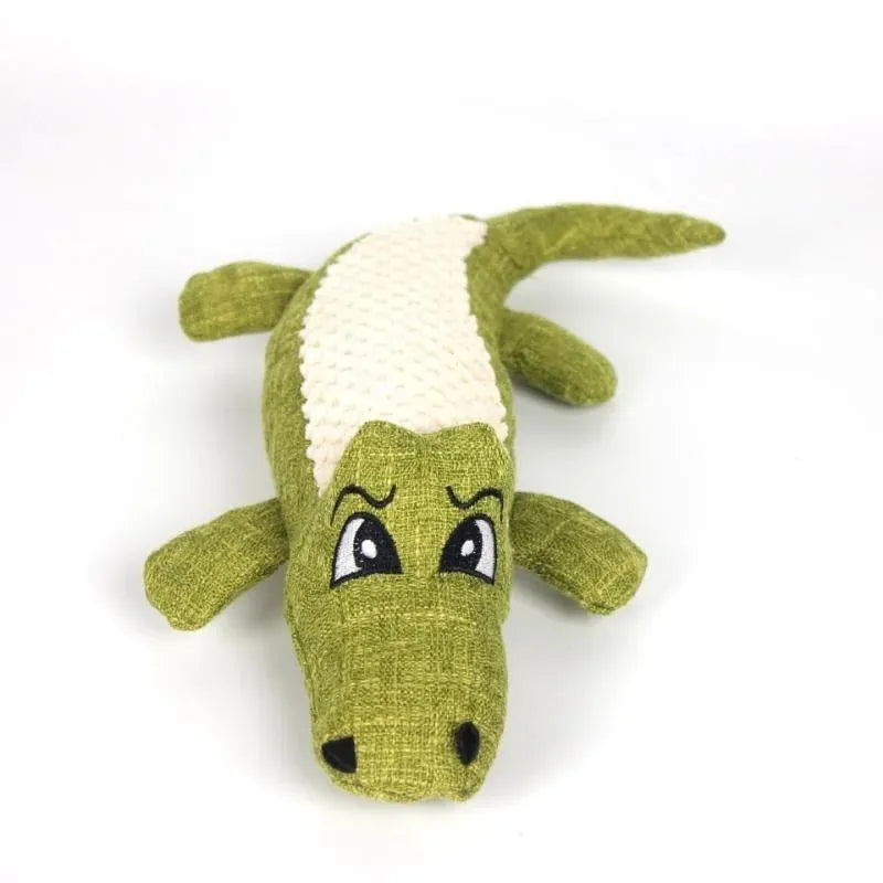 Corn grid texture pet plush toy in blue, green, and red colours with biting sound mechanism
