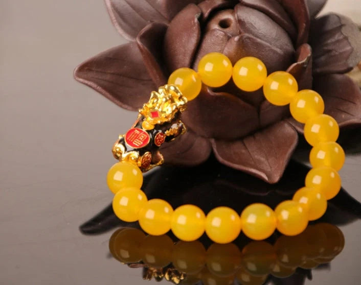 3D Gold Plated Pixiu Bracelet with temperature sensitive colour changing crystal