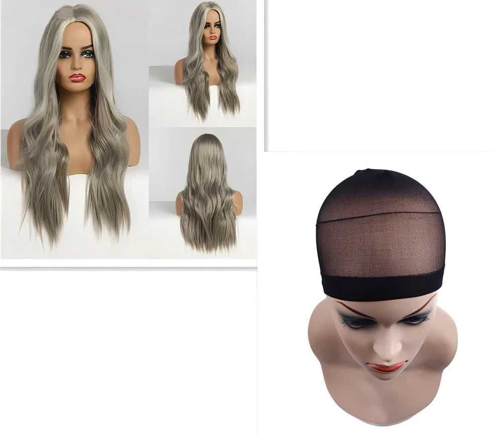 70cm long curly black gradient wig with high temperature wire hairline, fits any face shape and skin tone