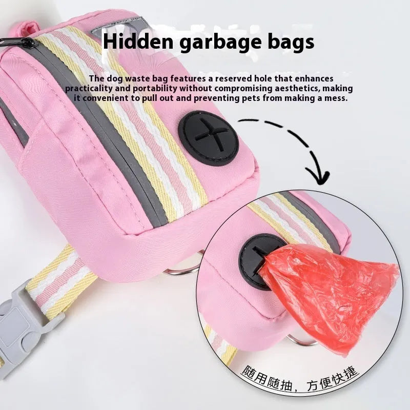 Explosion-proof anti-strangulation dog harness with attached rope in various colours.
