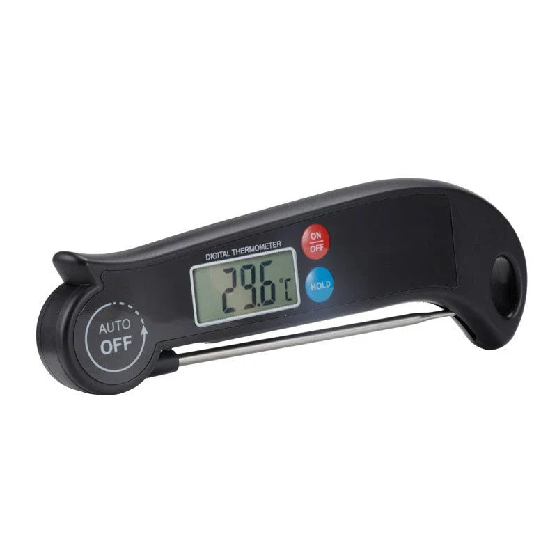 Electronic kitchen thermometer with LCD display and stainless steel probe