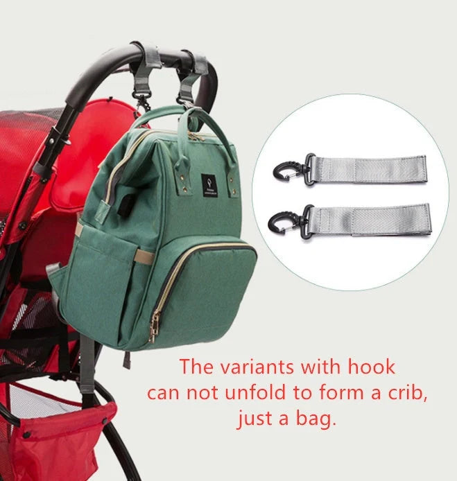 Portable Folding Crib Mummy Bag in green, grey, black, and pink options