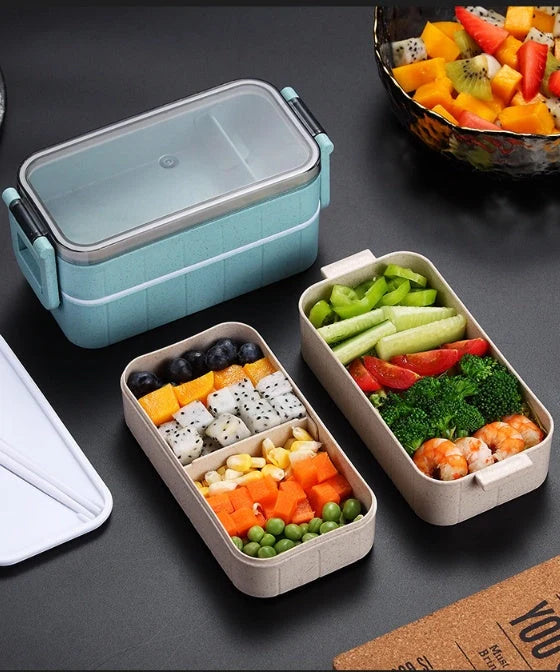 Eco-friendly wheat straw microwave lunch box with flexible lock seal