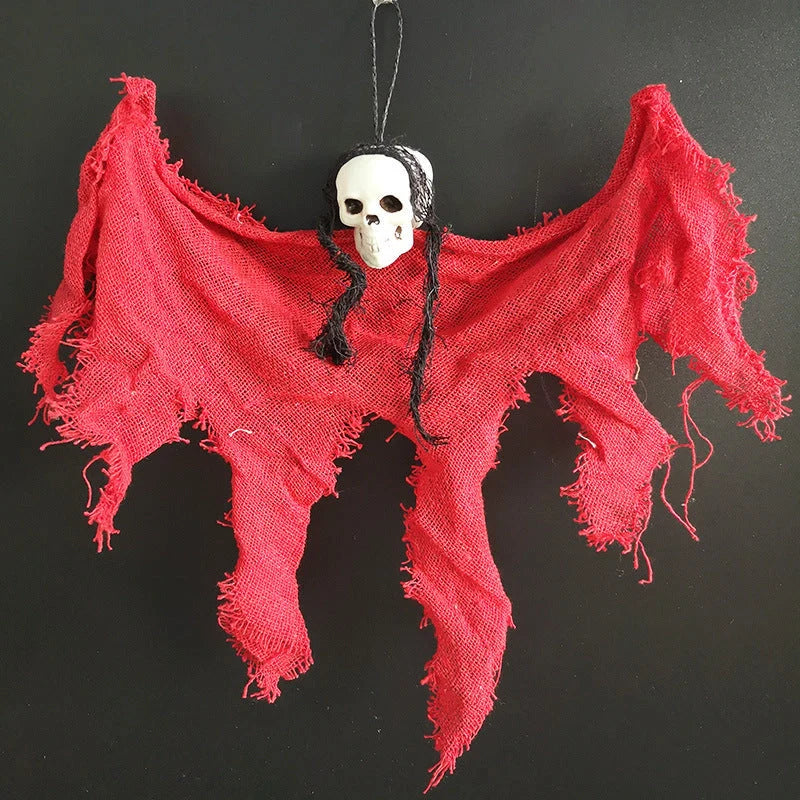 Halloween skull decoration with bleeding effect and corpse cloth pattern