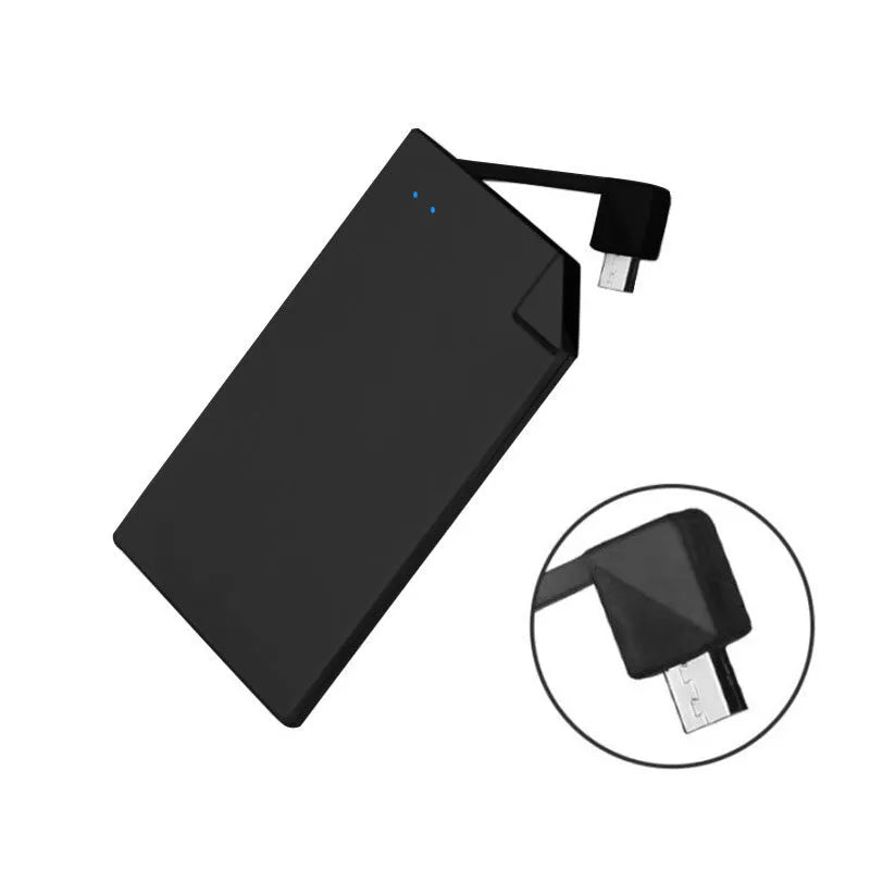 Silver ultra-thin graphene power bank measuring 140mm by 72mm by 4mm