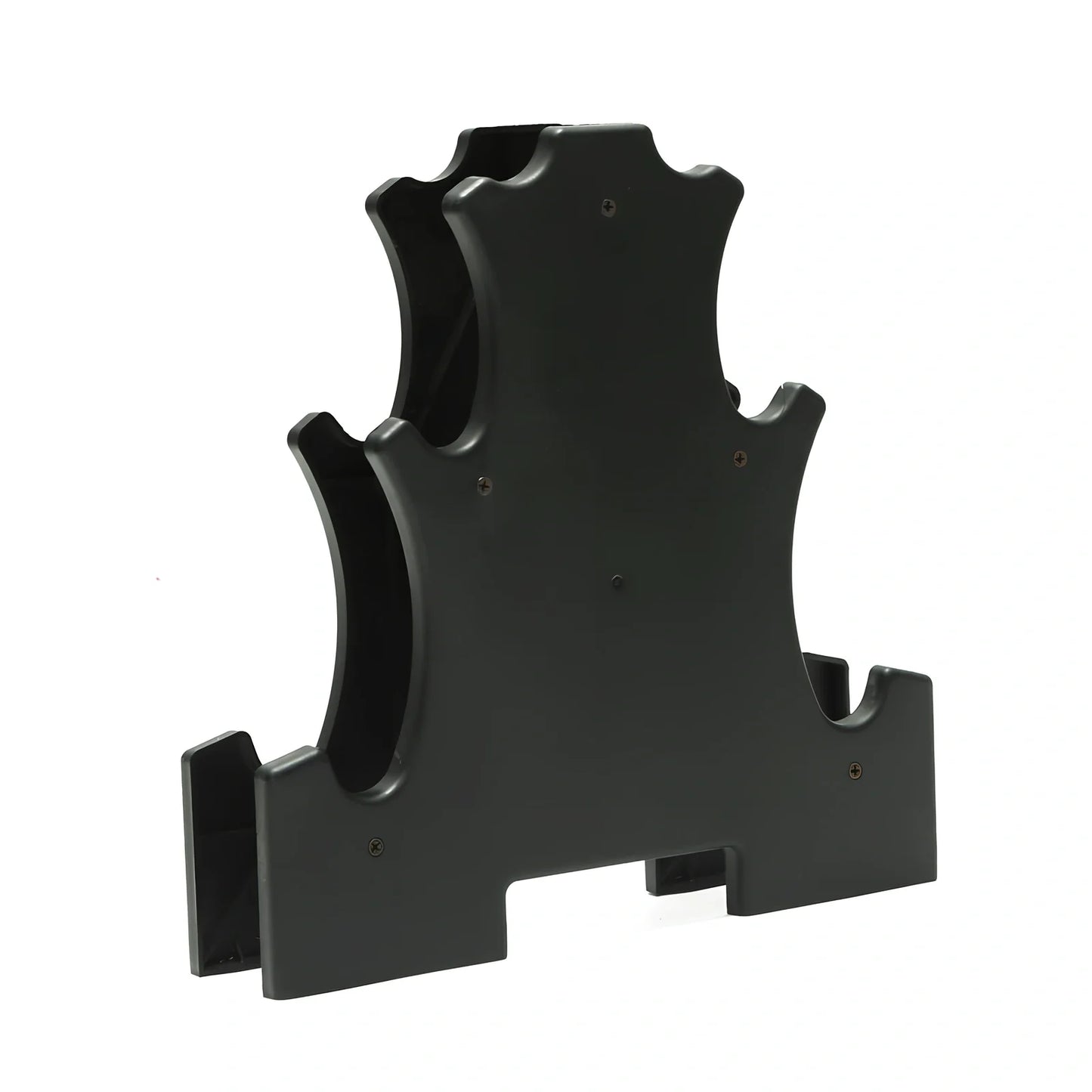 ABS plastic dumbbell storage rack with three adjustable tiers for home gym organisation