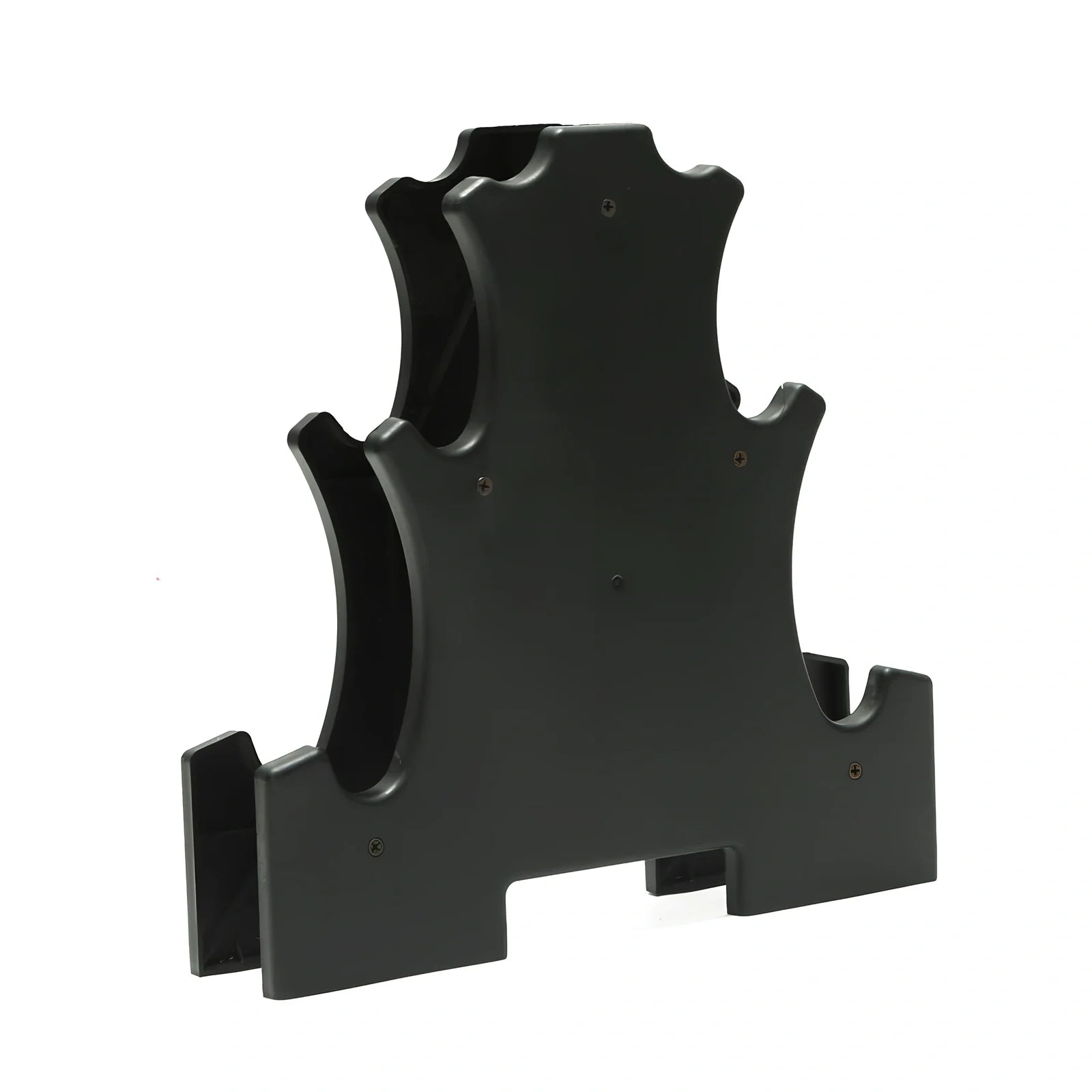 ABS plastic dumbbell storage rack with three adjustable tiers for home gym organisation