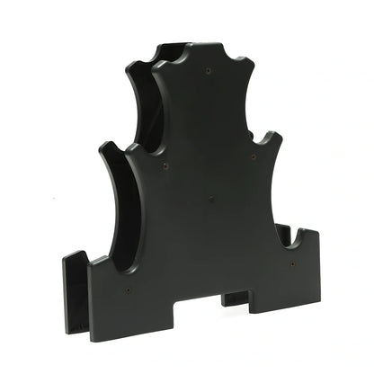 ABS plastic dumbbell storage rack with three adjustable tiers for home gym organisation
