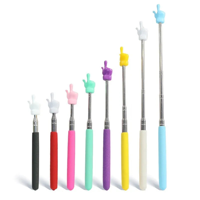 Retractable stainless steel baton teaching pointer in multiple colours for classroom and home use