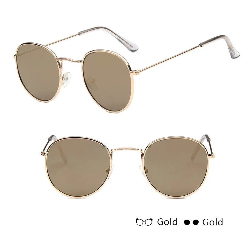 Women's retro sunglasses with metal frame and round design in various colours