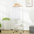 Iron single rod pulley clothes rail for wardrobe organisation in black or white