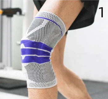 Nylon knee sleeve with anti-slip bands for sports and fitness support