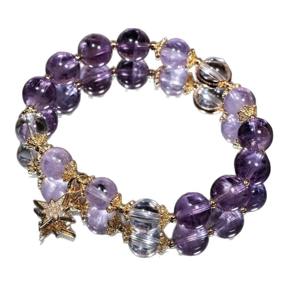 Purple eight Awn star crystal bracelet with zodiac animal modelling and gift box packaging