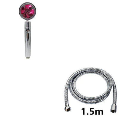 High-pressure handheld shower nozzle with cotton filter and stop button in various colours