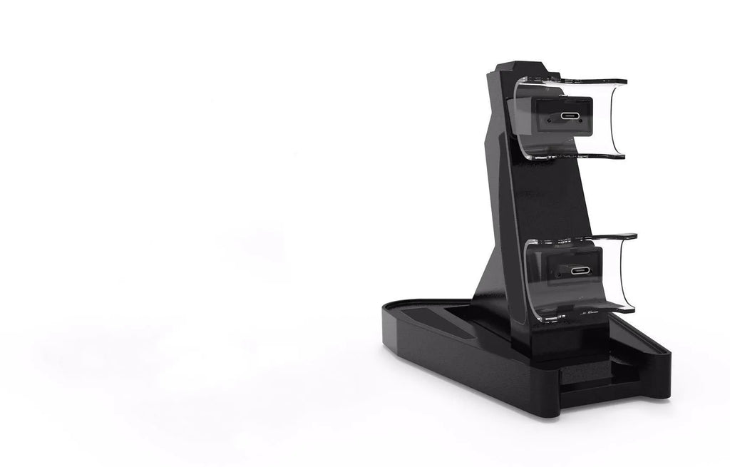 PS5 handle charger with turn light, ABS build, 12.7 x 17 x 6.5 cm, available in white and black