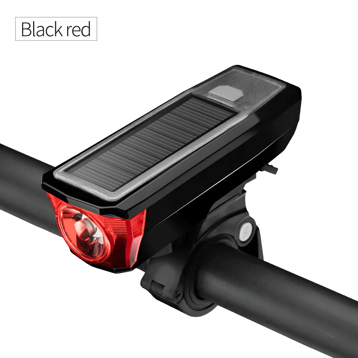 Solar horn light in black red with T6 lamp beads and 120dB speaker, 107x40x35mm
