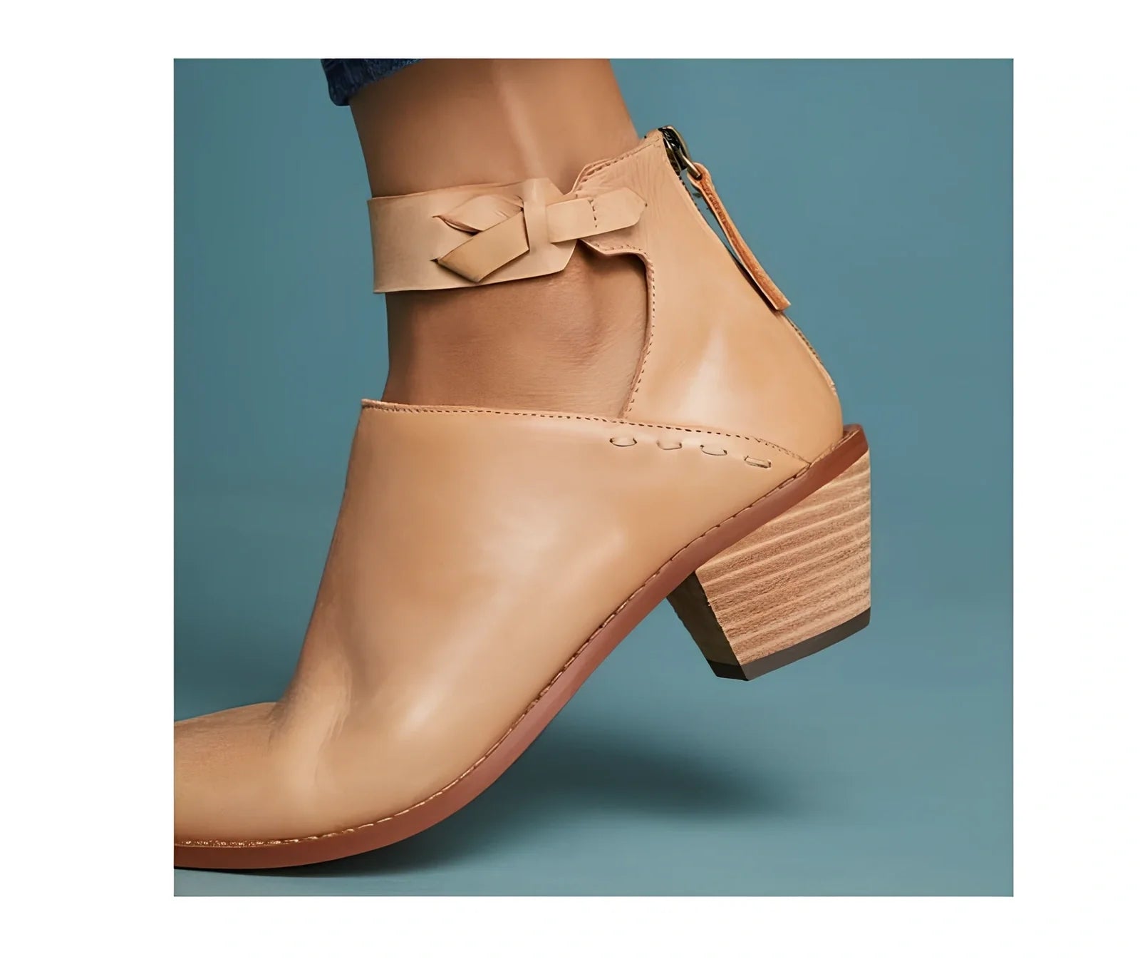 Women's black cut-out ankle boots with buckle strap, back zipper, 3-5cm heel in artificial PU, size 36 shown