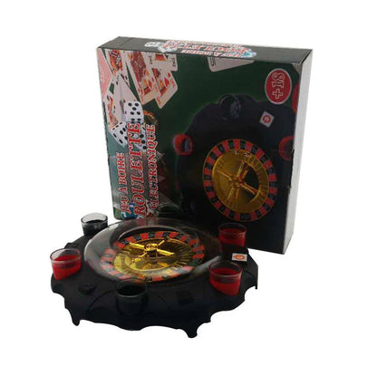 Electric Russian Lucky Wheel Roulette Wine Set with spinning wheel and shot glasses