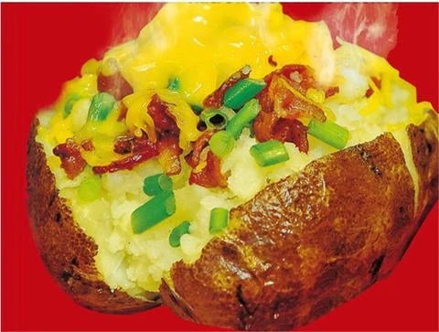 Red microwave cooker bag for quick and easy potato cooking