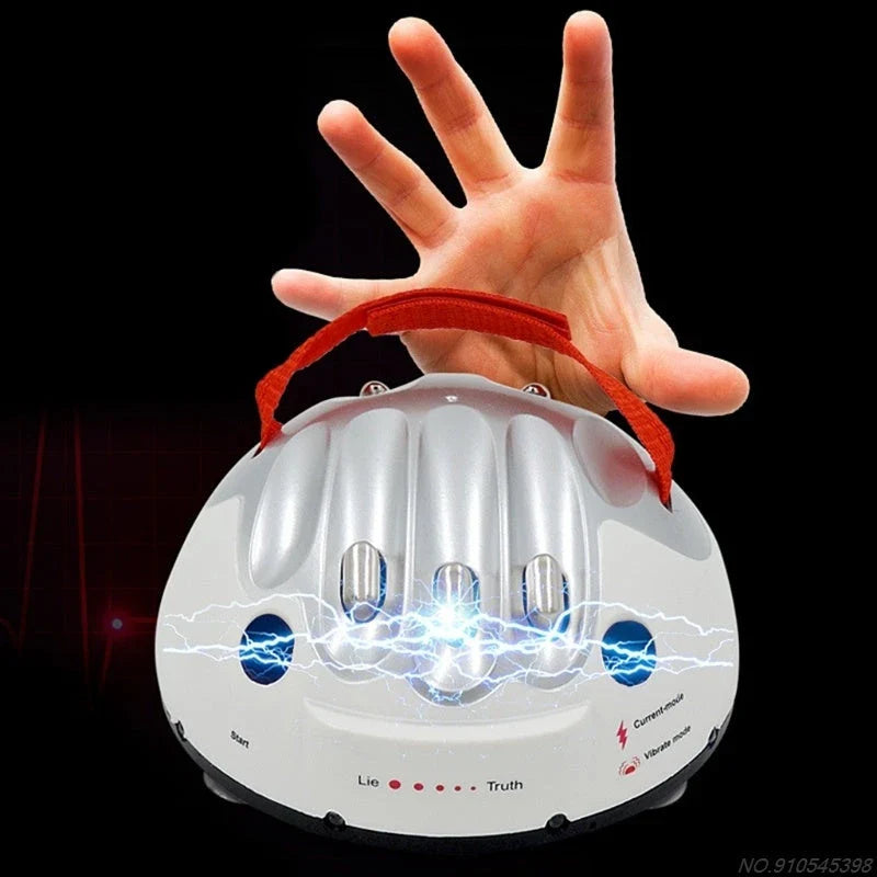 Portable lie detector game with ABS plastic construction, perfect for testing truthfulness at parties and gatherings.