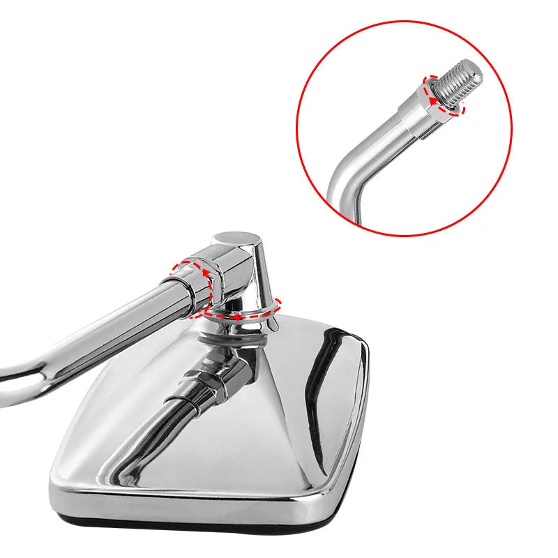 Silver all-metal motorcycle convex rearview mirror with electroplated finish