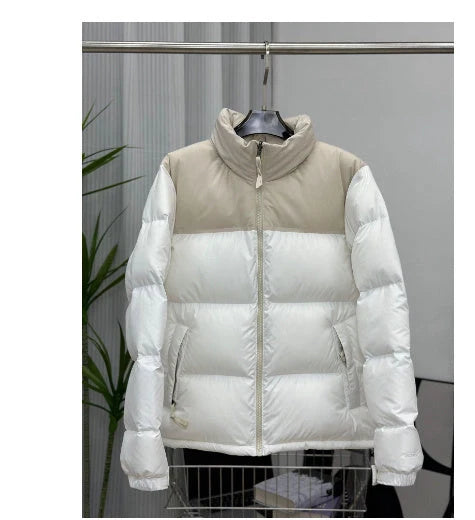 Winter Stand Collar Contrast-coloured Cotton Padded Jacket for Men and Women