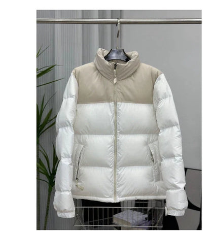 Winter Stand Collar Contrast-coloured Cotton Padded Jacket for Men and Women