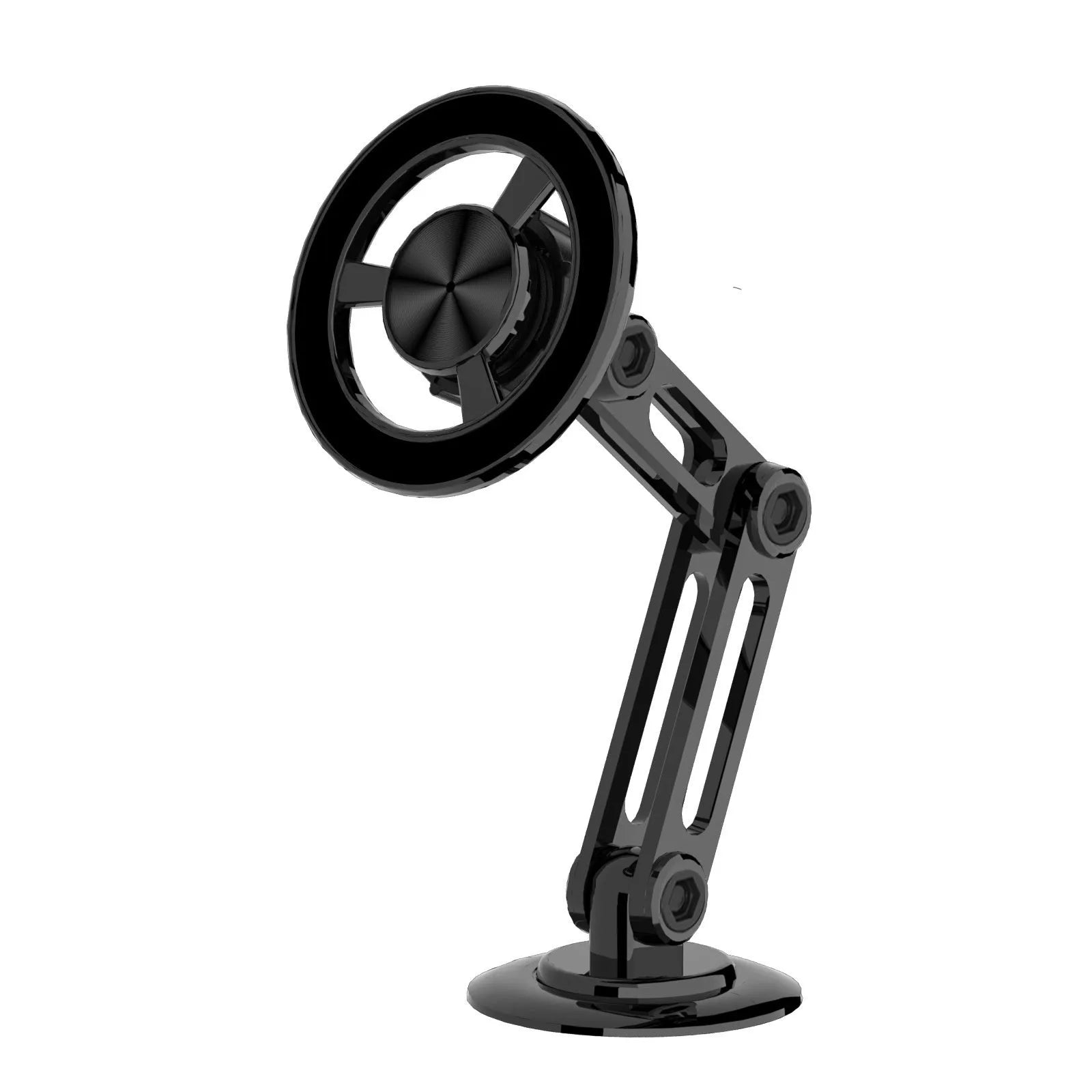 All-metal magnetic car phone holder in black, silver, gold, or rose gold with 360-degree rotation
