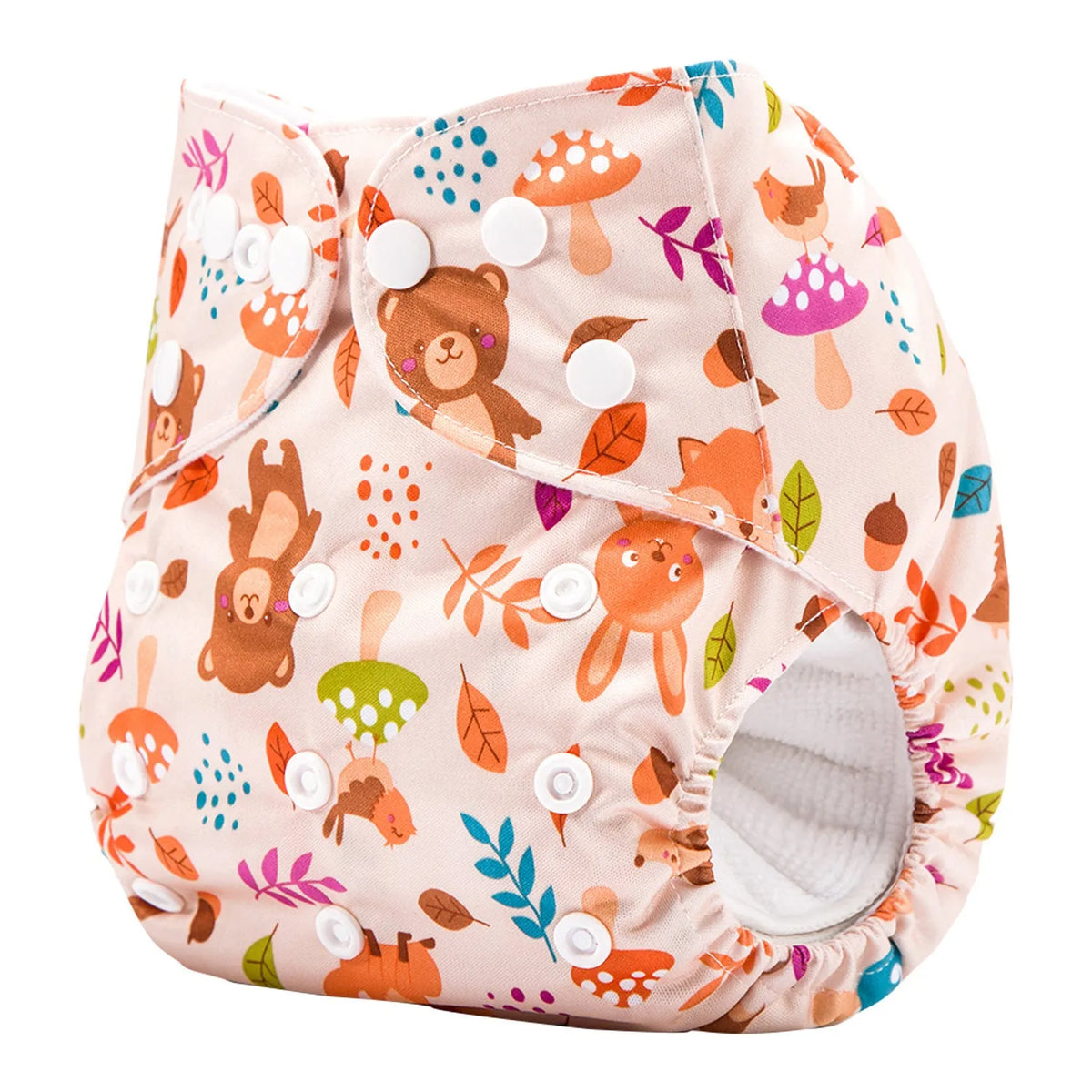 Baby cloth diaper with brushed lining in one-size adjustable fit, suitable for 3-15kg infants – front view