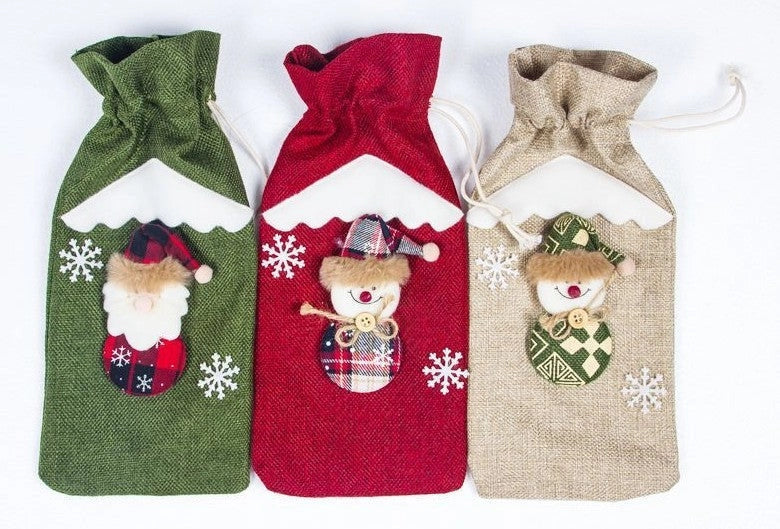 Festive Christmas wine bottle socks in vibrant holiday designs