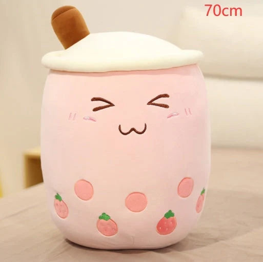 Strawberry Milk Tea Plush Boba Cup Toy in various colours and sizes