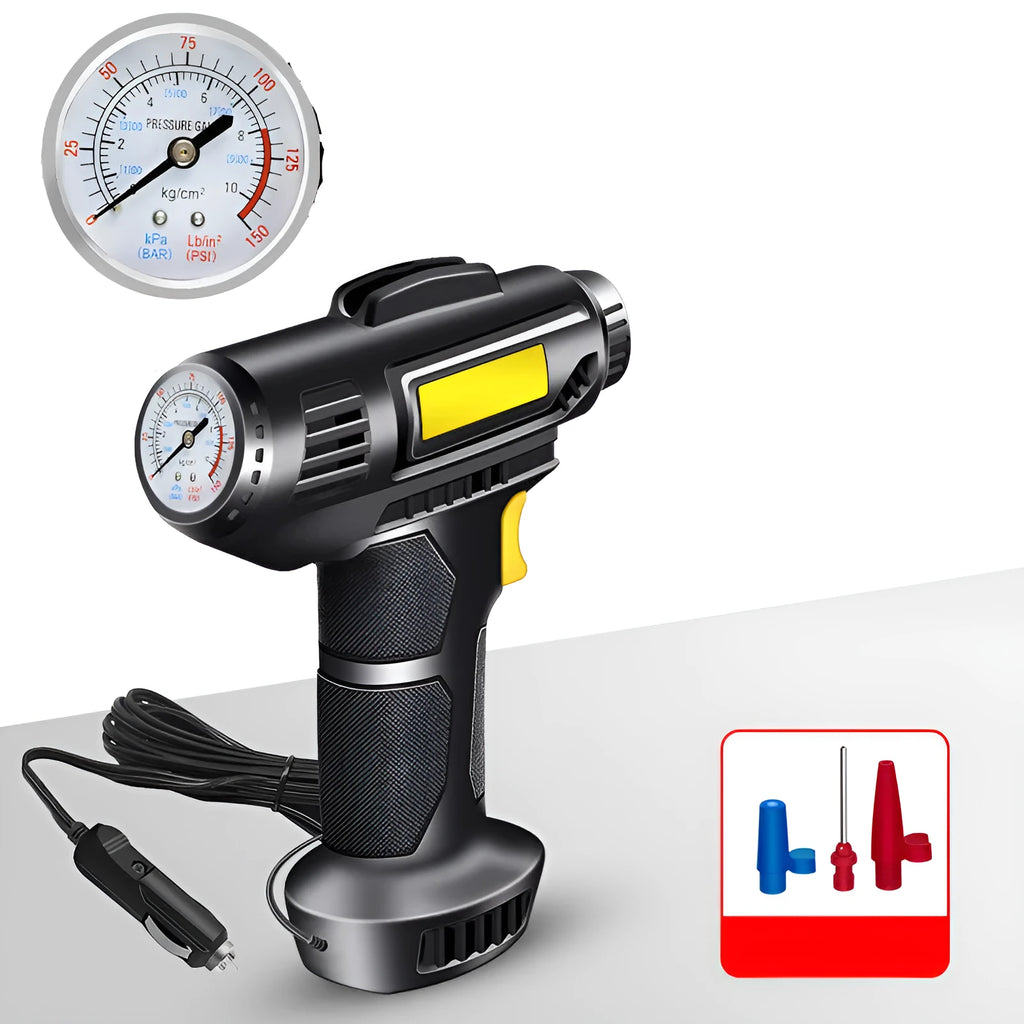 Wireless digital display tyre inflator pump with lithium battery and three air nozzles