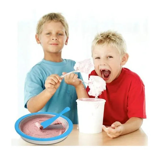Hot Home Fried Yogurt Machine no electricity needed, 30x30x6.5cm, children food grade material, with shovels, blue colour