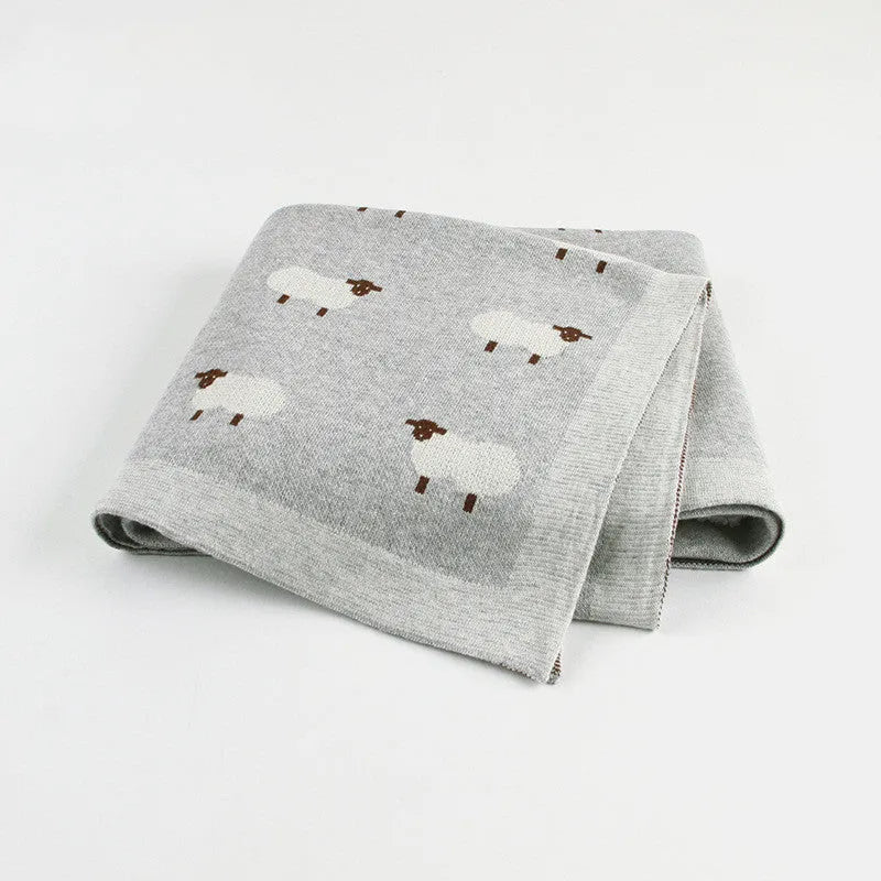 Grey and pink baby sheepskin blanket windproof cover for prams measuring 100 by 80 cm
