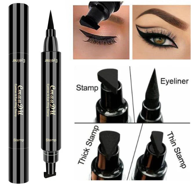 Double-headed wing seal eyeliner with quick-drying carbon black formula for precise application