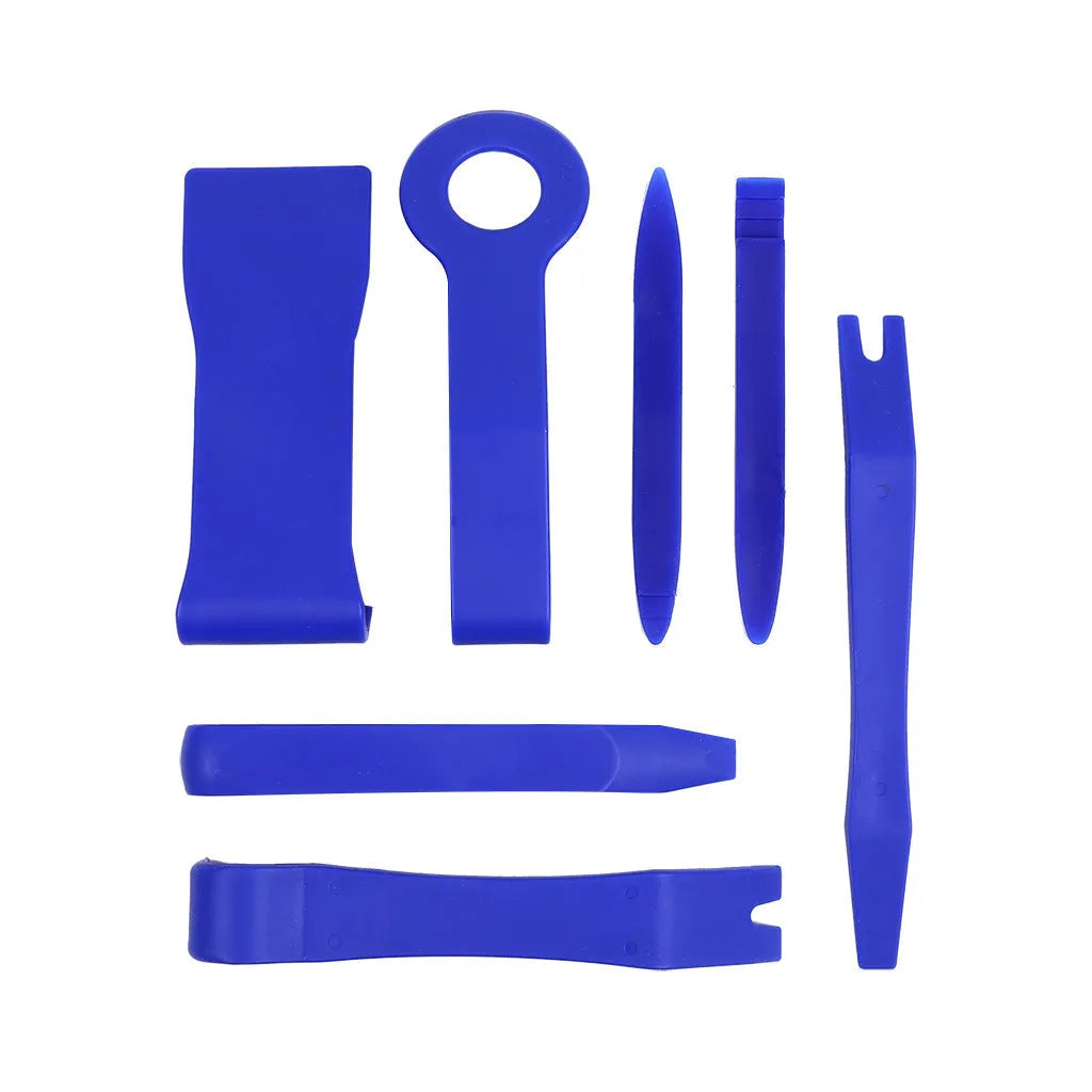 Blue 7 piece disassembly and assembly repair tool set in OPP packaging for audio repair